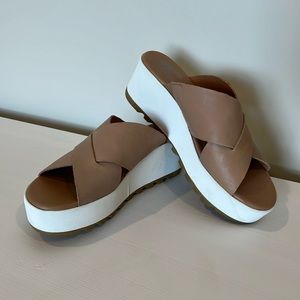Sorel platform tan sandals